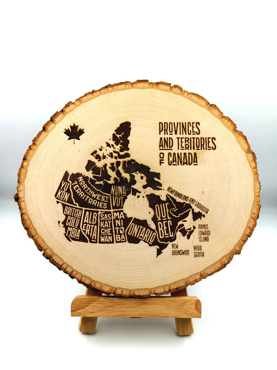 Map Of Canada Engraved Wooden Carving