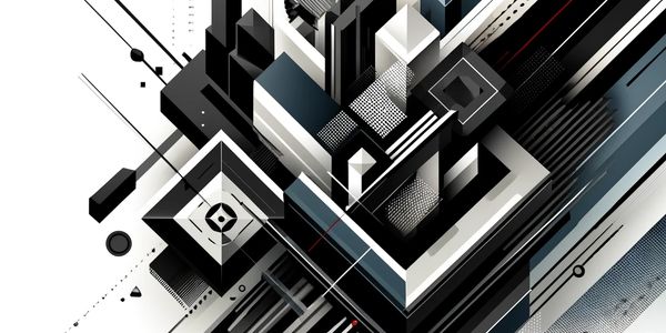Geometric shapes and bold lines that symbolize organization, planning, and dynamic movement, rendere
