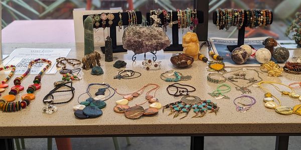 Display of jewelry that I hand made for a Christmas market.