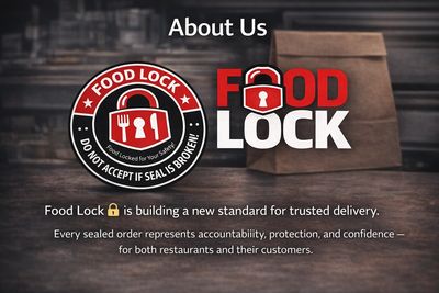Food Lock ensures secure, trusted food delivery with tamper-evident sealed bags.