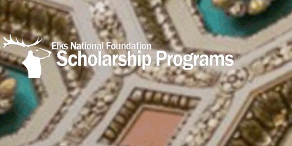 Elks National Foundation Scholarship Programs logo with aerial background.