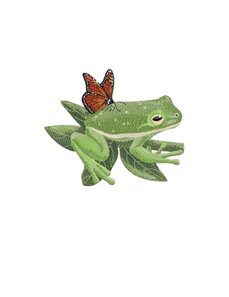Colorful Frog Badge Reel, Laser Cut Hand-painted Resin Frog