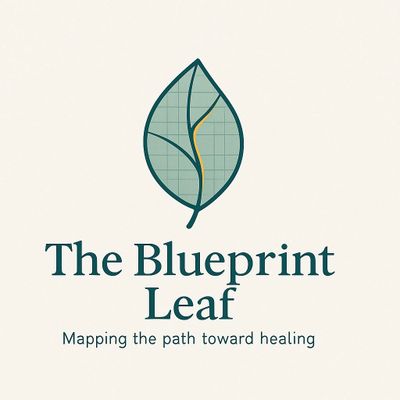 Logo of The Blueprint Leaf with a leaf and healing theme.
