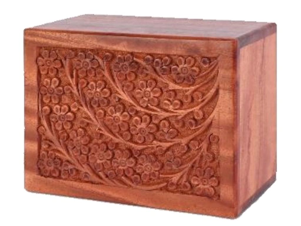 Hand Carved Rosewood Urn for euthanasia after care.