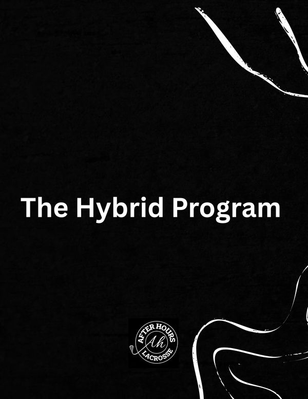 Black background with white text: The Hybrid Program and After Hours Lacrosse logo.