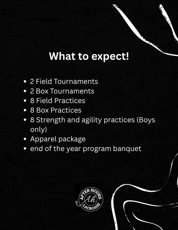 Overview of activities and events in the After Hours Lacrosse program.