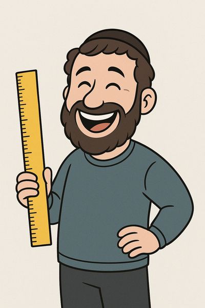 Here in the wild we find a hung Jewish gentleman holding a ruler.