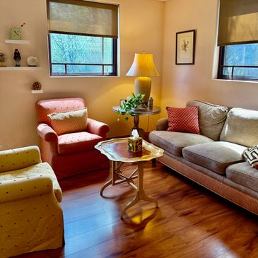Lovely and warm therapy room and sitting area