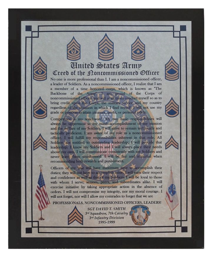 NICE or BETTER US Army Creed of the Noncommissioned Officer NCO Creed ...