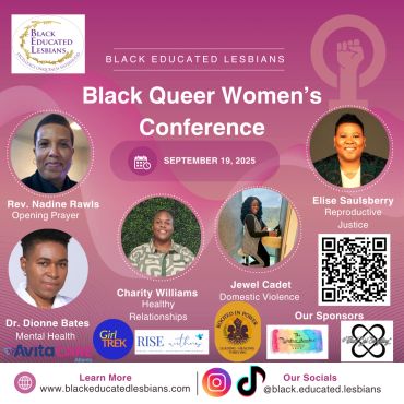 Flyer for Black Queer Women’s Conference on September 19, 2025.