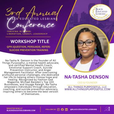 Flyer for the 3rd Annual Black Educated Lesbians Conference featuring Na-Tasha Denson.
