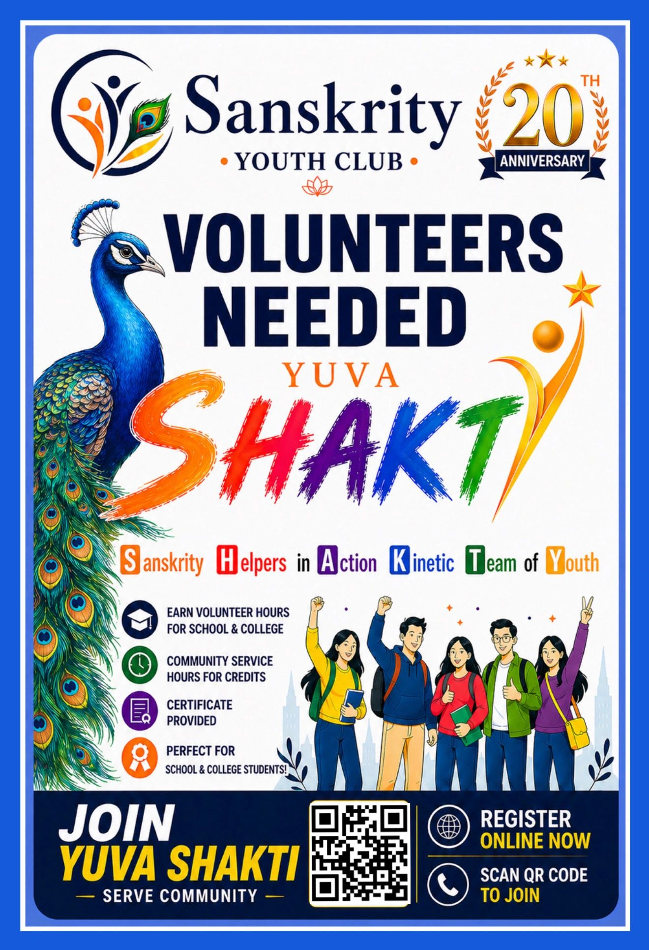 Sanskrit Yuva Shakti seeks volunteers for community service and school credits.