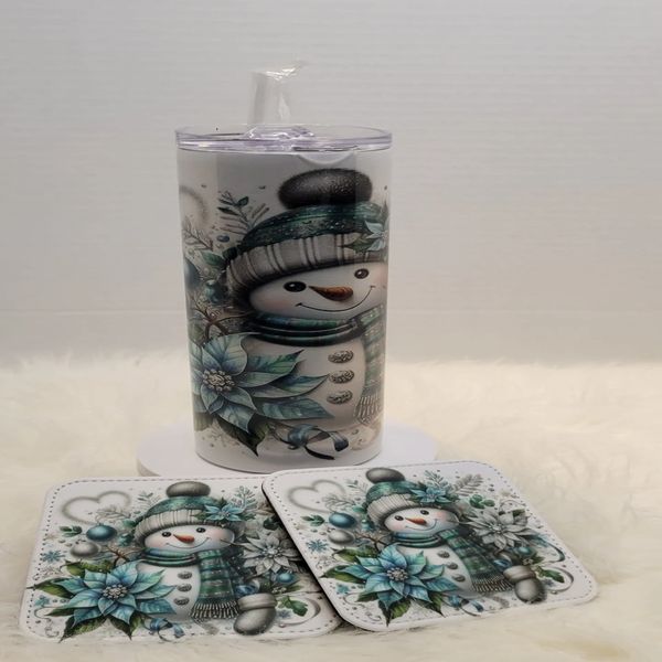 Holiday Snowman 20oz Tumbler and two coasters.  