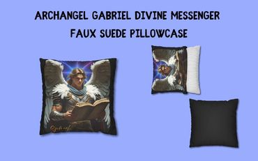 Archangel Gabriel Faux Suede Pillowcase, Angel Decor, Home Accent, Ethereal Design, Gift for Spiritu