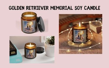Soy Candle, Golden Retriever Memorial with gold dog house, Dog Lover Gift, Pet Remembrance, Home Dec