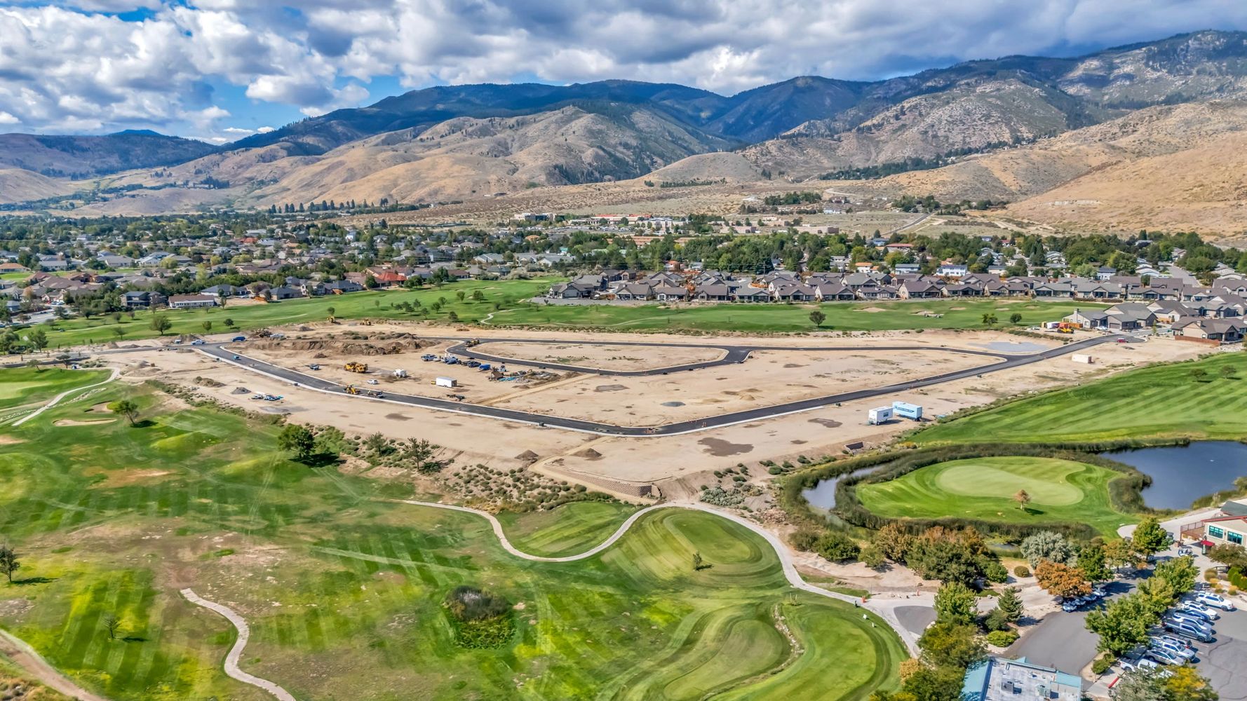 Aerial view of a silver oak golf course community. Fairway at Silver Oak new homes for sale