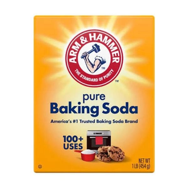 Package of Arm &amp; Hammer pure baking soda.