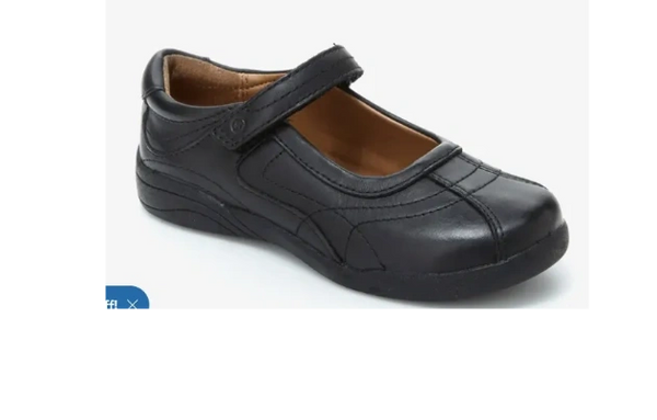 Pictured is from Stride Rite, leather upper & lining, firm heel counter, durable outsole.