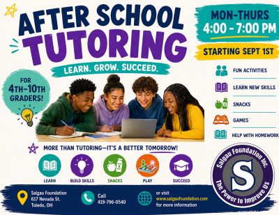 After school tutoring for 4th-10th graders, Mon-Thurs 4-7 PM.