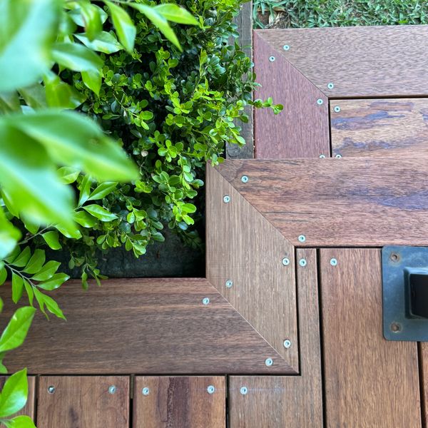 Merbau timber mitre joins 