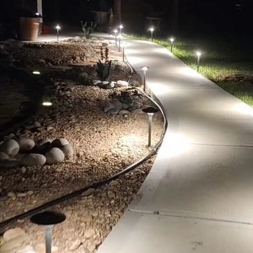 Landscape lighting is the best way to show off beautiful hardscape & xeriscape installs at night
