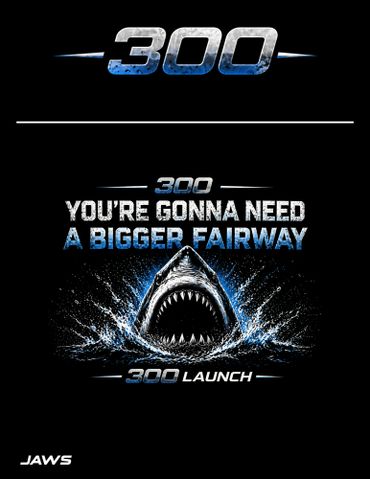 Advertisement featuring a shark and the phrase 'You're gonna need a bigger fairway.'