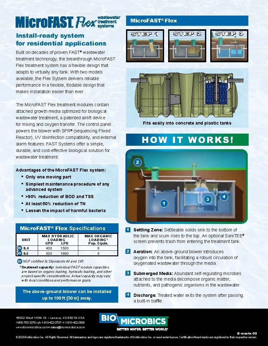 MicroFAST Flex wastewater treatment system with easy installation and efficient biological treatment.
