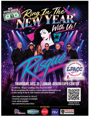 NYE with LFACC and Risque. Fireworks and stage lights.