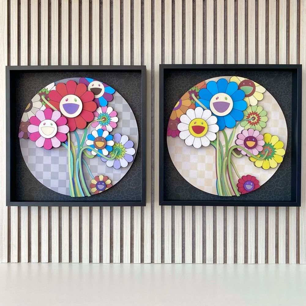 Murakami-Inspired 3D Wall Art Set - 2 Piece