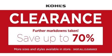 Kohl's Clearance Sale! Up to 70% off Clearance Items.