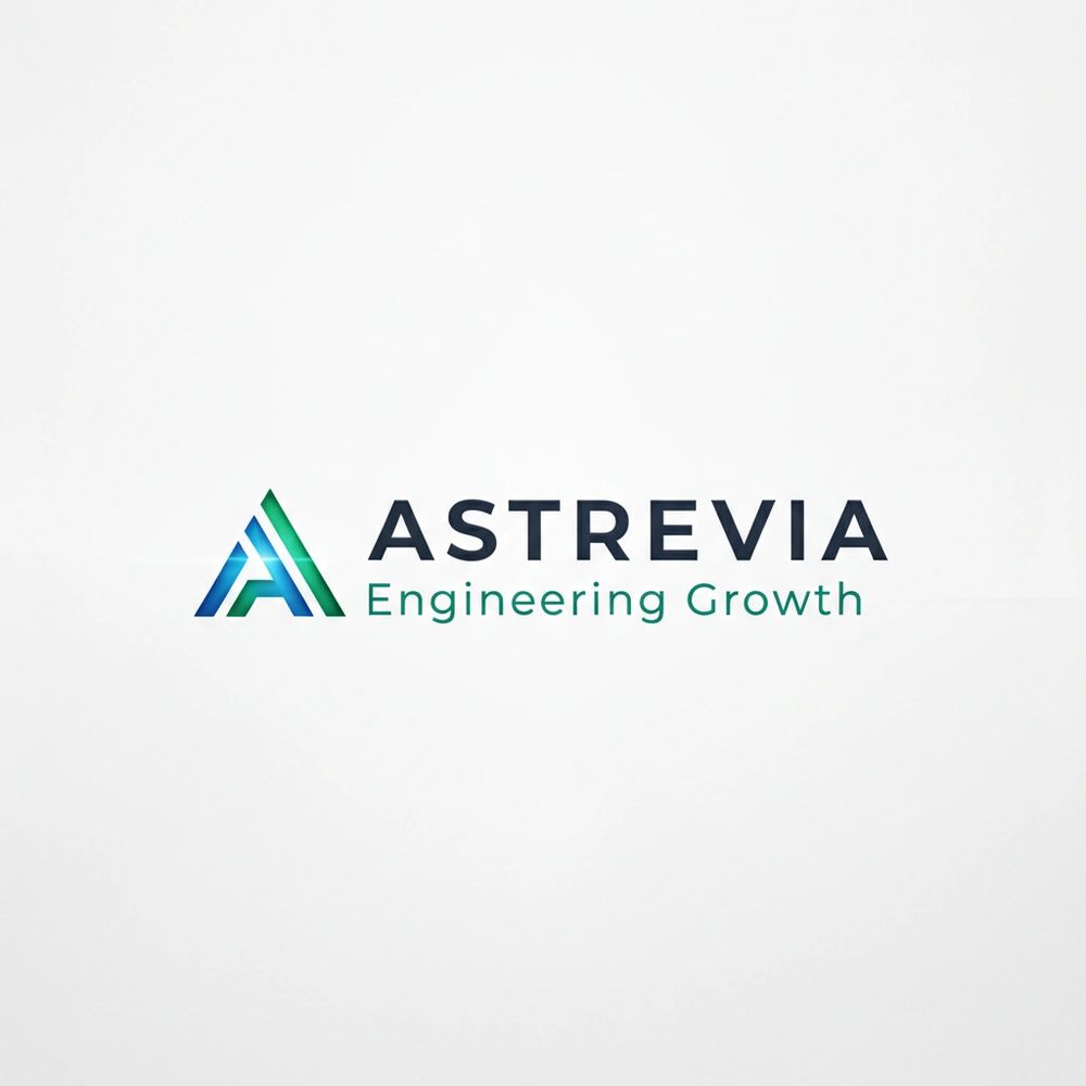 Astrevia logo with tagline 'Engineering Growth' in blue and green colors.