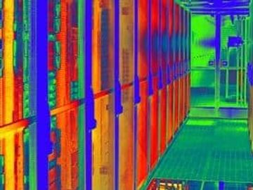 Thermal image of a room showing hot and cold locations within room