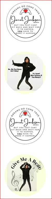 Dreams Do Come True Janet Jackson Collectible Button Pins, 4-Piece Set - Image 2