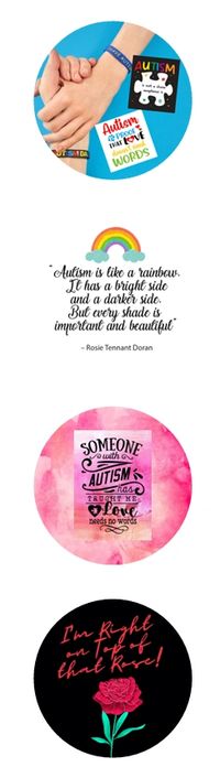 Autism Inspirational Buttons, 4 Pack, Multicolor
