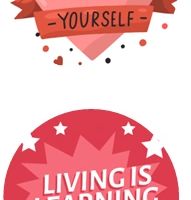 Inspirational Buttons/Pins for Self Love, Living and Learning, 4 Pack