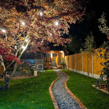 The path leading down the garden to The Nail Palette in Market Harborough