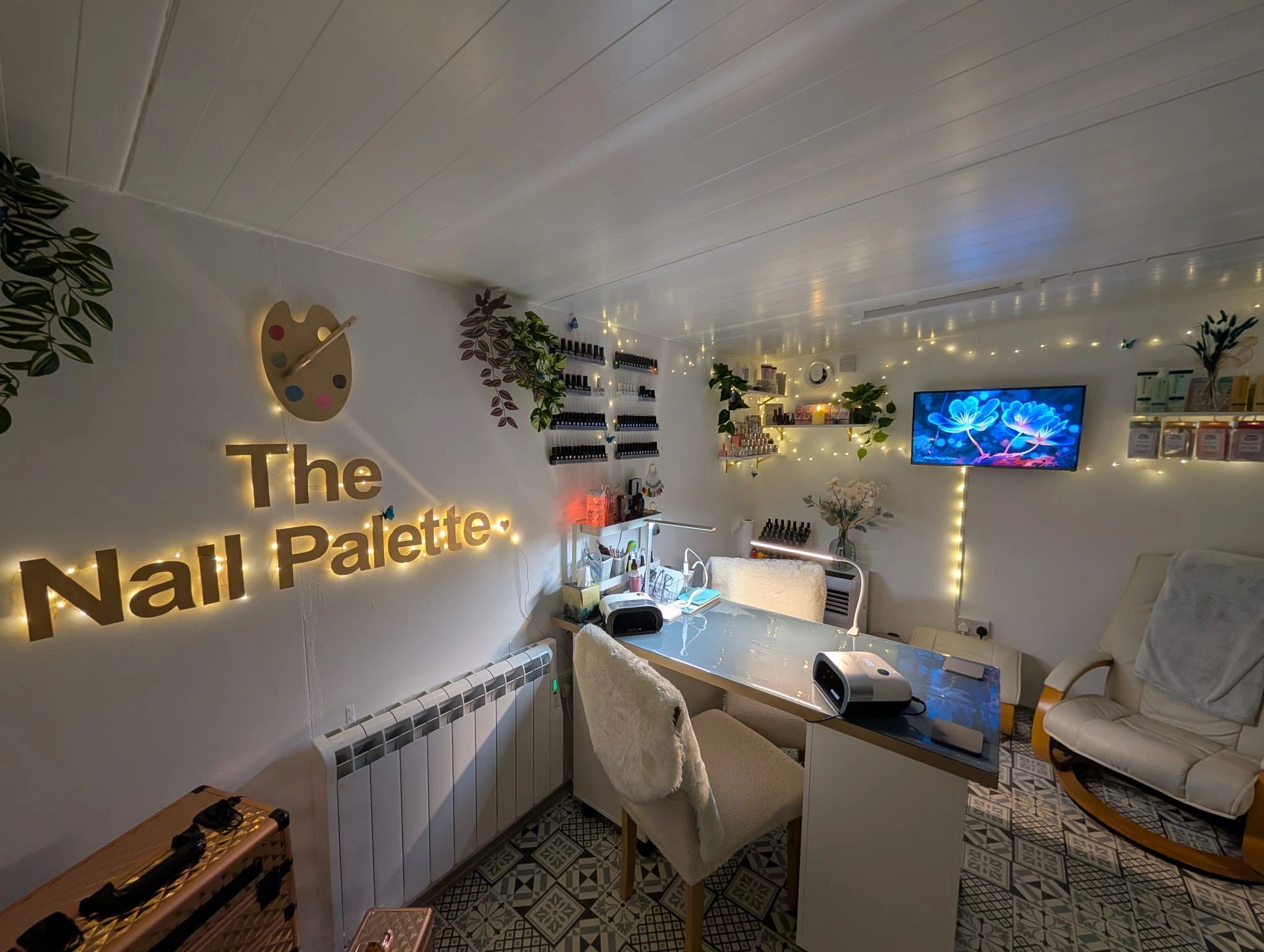 The Nail Palette Salon interior, providing luxury manicures and pedicures in Market Harborough