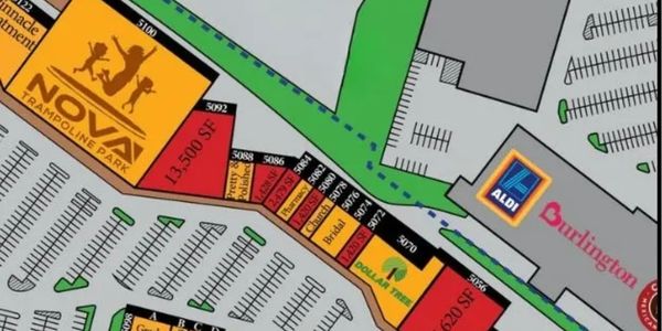 Map showing NOVA Proline Wear and nearby stores like Aldi and Burlington.