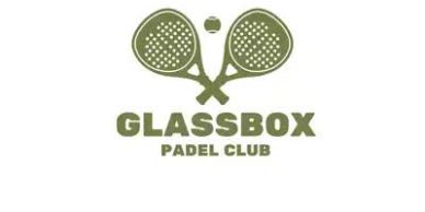 Logo of Glassbox Padel Club with two padel rackets and ball.