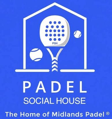 Logo for Padel Social House with two paddles and balls.
