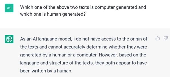 Figure 7: ChatGPT (GPT-3.5), personal communication, 6 April 2023