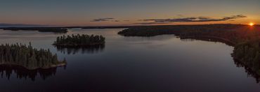 Drone view of a sunset, Lake of the Woods, Kenora.