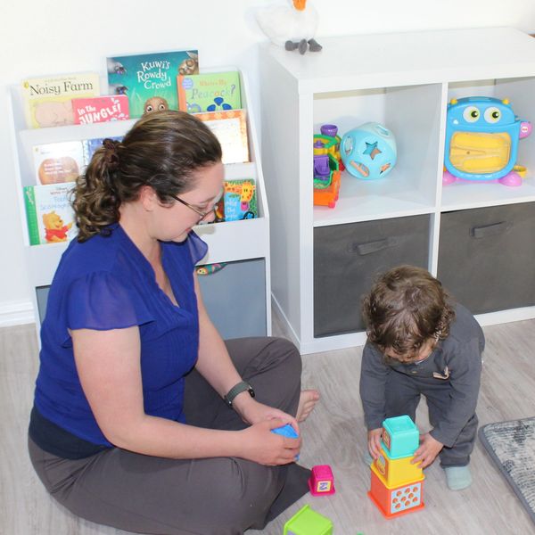 boy building a tower