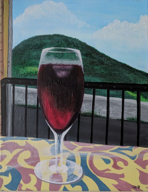 A perfect way to view Monte Pizzuto, near Schiavi di Abruzzo ... from behind a glass of sangria at t