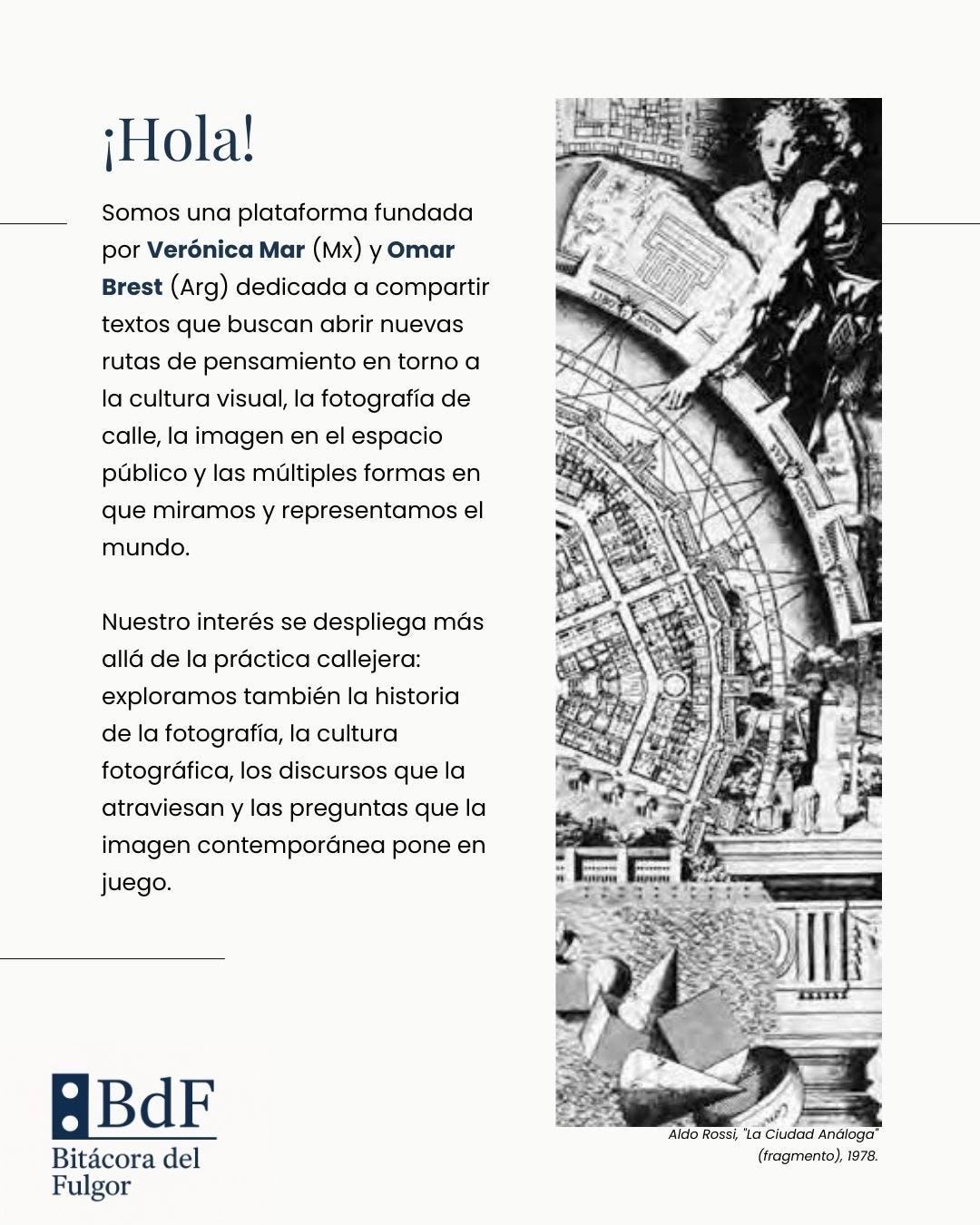 Introducción de la plataforma Bitácora del Fulgor sobre cultura visual y fotografía.