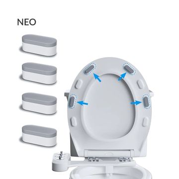 Set of four Neo brand toilet seat bumpers for added stability and comfort.