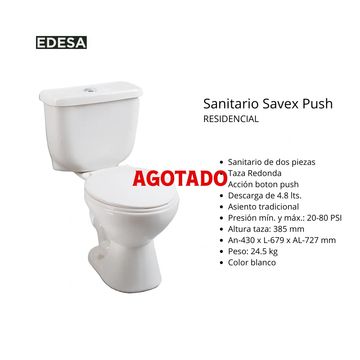 Inodoro economico con taza redonda accionado con sistema push. 