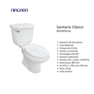 Inodoro redondo accionado con manecilla. 