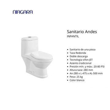 Inodoro infantil con sistema de push. Ideal para colegios. 