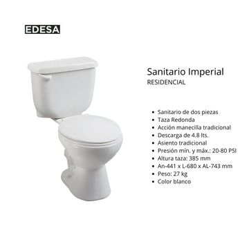 Inodoro económico de dos piezas con taza redonda y mineral clásico. 